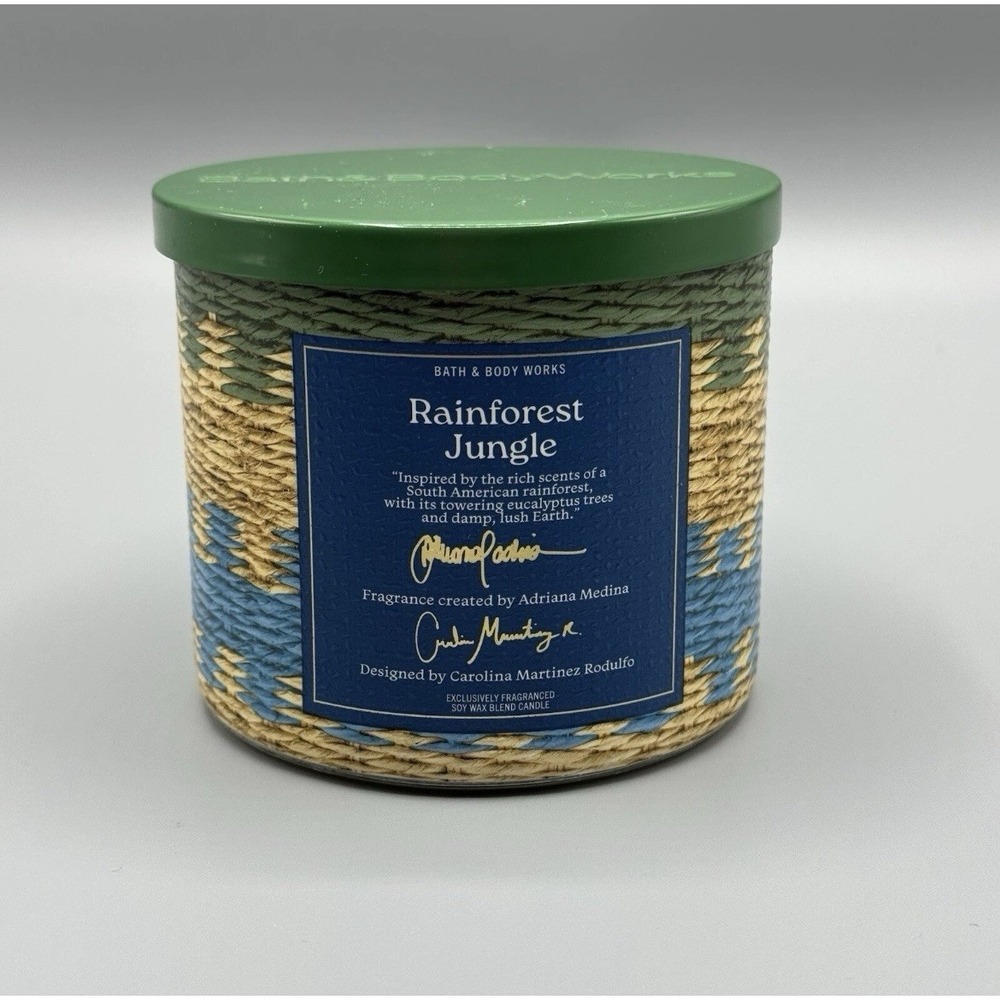 Bath & Body Works 3 Wick Candle RAINFOREST JUNGLE By Adriana Medina DISCONTINUED